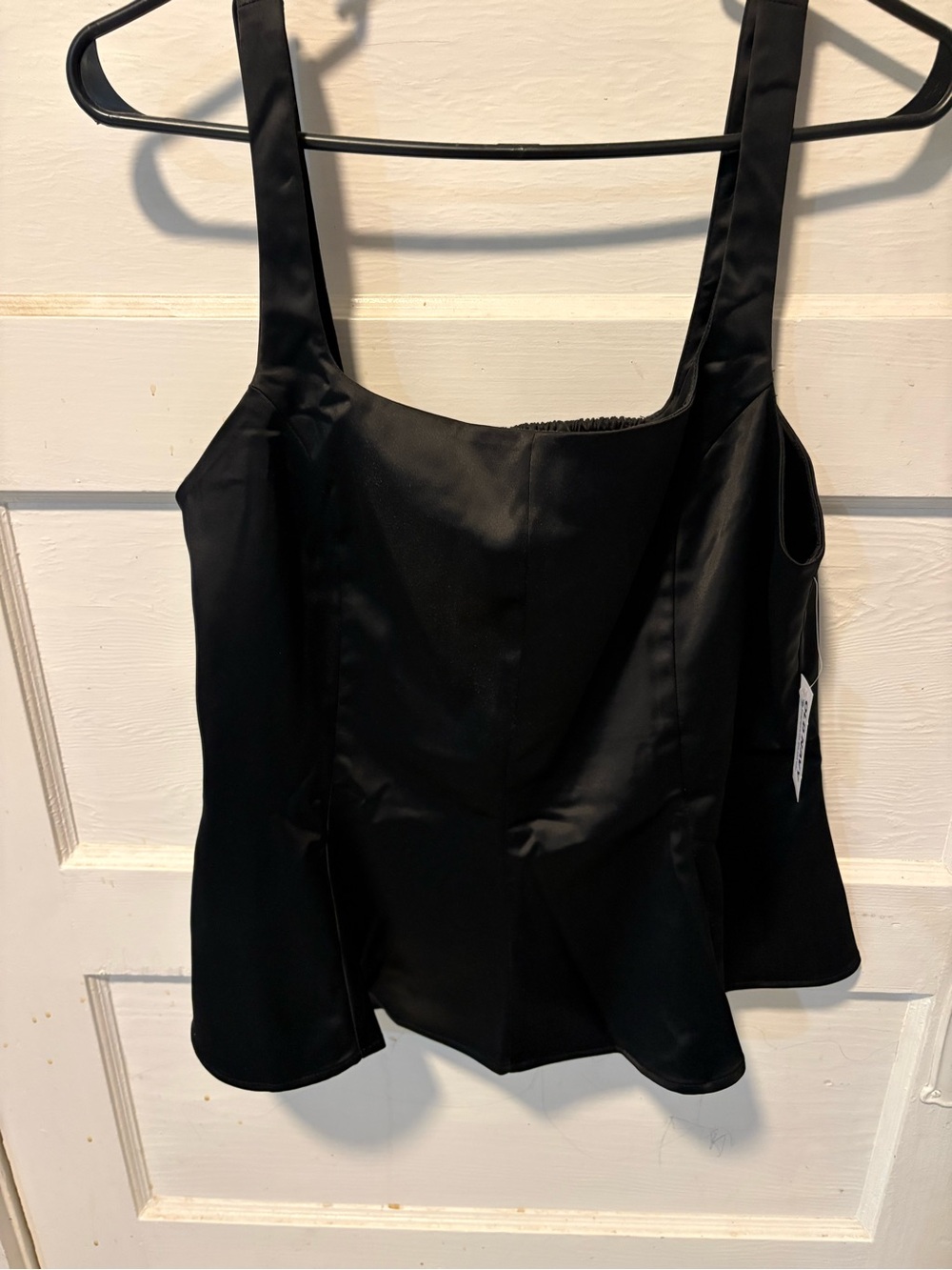 Black Square-Neck Peplum Tank Top - Women